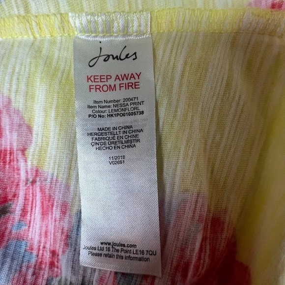 Cottagecore Floral Tee Joules US 14 Yellow Boho Spring Garden Casual Cotton Top - Picture 7 of 9